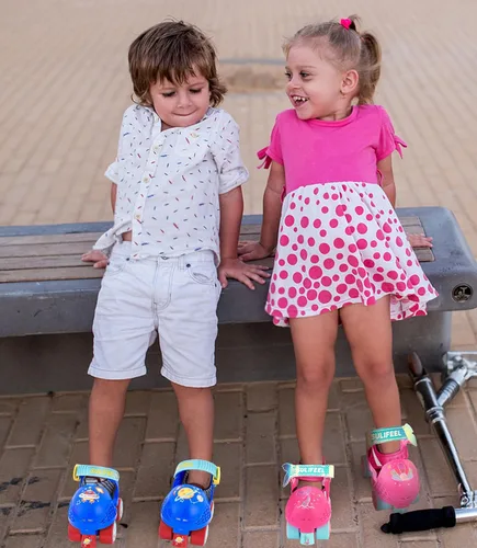 Miniatura 8 de SULIFEEL Patines de ruedas cuádruples ajustables para niños, patines de ruedas para principiantes para niñas y niños de 2 a 5 años de edad Azul