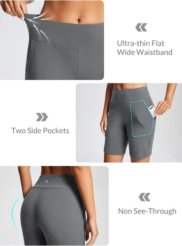 Miniatura 3 de BALEAF Bermudas de 8 pulgadas para mujer, pantalones cortos deportivos largos de algodón, con control de abdomen, estilo casual, para descansar