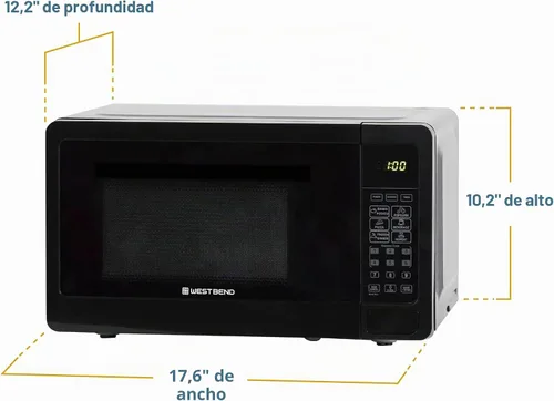 Miniatura 6 de West Bend Horno microondas compacto de 700 vatios con 6 ajustes de cocción preestablecidos, descongelación rápida, panel de control electrónico
