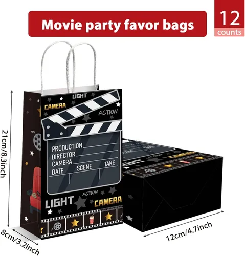 Miniatura 2 de 12 Bolsas de Fiesta de Noche de Cine Ahora en Exhibición Bolsas de Regalo de Fiesta Bolsas de Golosinas de Teatro de Cine Bolsas de Dulces para Baby