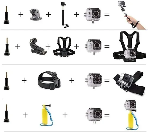 Miniatura 7 de Accesorios universales para cámara de acción, soporte para la cabeza, palo para selfie, agarre de mano flotante compatible con Dragon Touch/AKASO