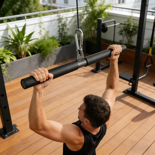 Miniatura 2 de Barra recta de bricolaje, barra de tracción de bíceps con empuñaduras suaves para la máquina de peso, barra recta para entrenamiento de gimnasio