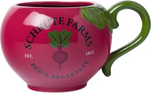 Silver Buffalo The Office Schrute Farms - Taza de cerámica rústica esculpida en 3D, 20 onzas Granjas Schrute Esculpidas