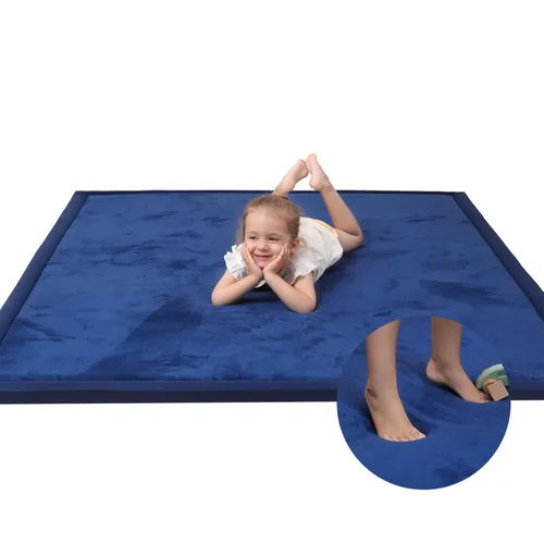 Miniatura 22 de Huloo Sleep - Tapete de juego para bebé, tapete de espuma viscoelástica de 1.3 pulgadas de grosor, terciopelo coral suave, antideslizante, Gris