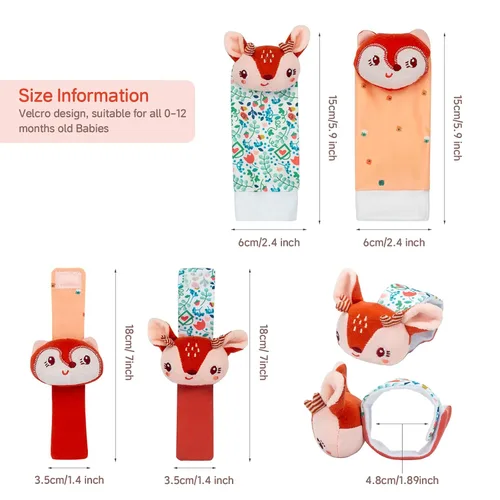 Miniatura 2 de PADONISE Encantadores sonajeros de muñeca y calcetín con animal para bebé, juguete suave para recién nacidos, de 0 a 6 y 6 a 12 meses, buscador