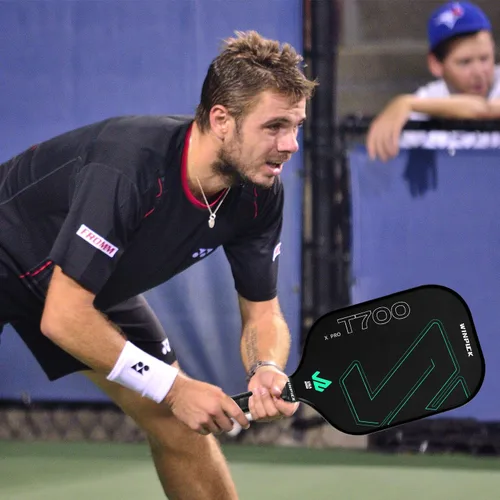 Miniatura 6 de Paleta de pickleball T700 de fibra de carbono cruda, raqueta de pickleball termoformada con núcleo de panal de polipropileno de 0.63 pulgadas, X PRO