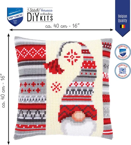 Miniatura 2 de Vervaco Kit de cojín de punto de cruz Elfo de Navidad 2 16" x 16