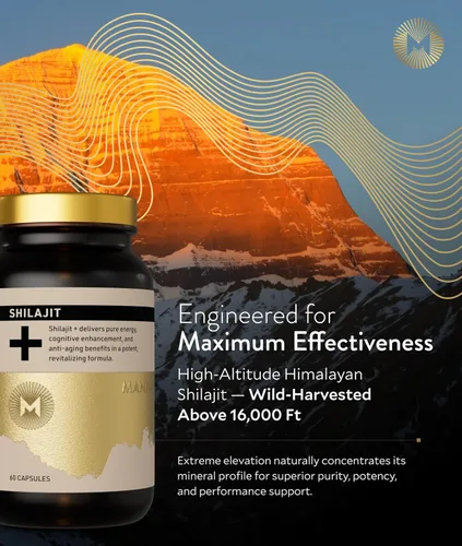Miniatura 2 de Manna Vitality Shilajit+ Cápsulas Suplemento de resina Shilajit del Himalaya purificada de 1000 mg La más alta biodisponibilidad Energía