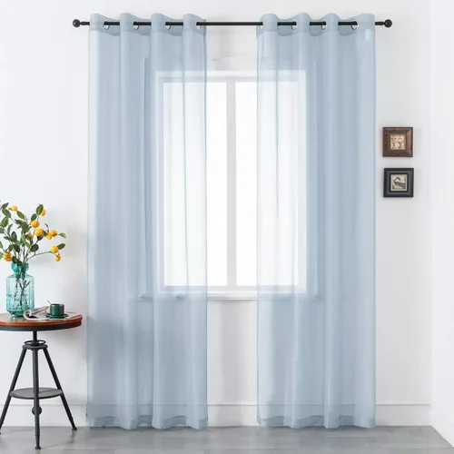 Miniatura 12 de DUALIFE Cortinas Amarillas de 72 Pulgadas de Largo para Dormitorio Juego de 2 Paneles con Ojales Ventana Semi Voile Filtrado de Luz Cortinas