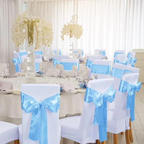 Miniatura 7 de Babenest Bandas de satén para silla, 50 lazos mejorados para silla, lazos para bodas, banquetes, fiestas, Pascua, Navidad, baby shower, decoración