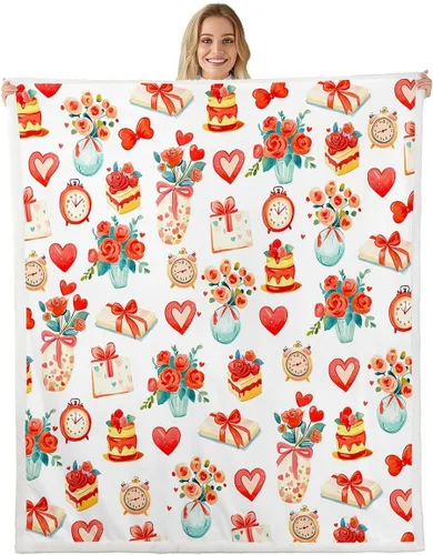 Miniatura 36 de Manta de franela con lazo rosa, manta de vellón con lazo en acuarela para decoración del hogar, sofá, sofá, manta de forro polar kawaii de dibujos