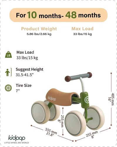 Miniatura 2 de kidpop Big BEE - Bicicleta de equilibrio para niños con vehículo de cuatro ruedas Morado