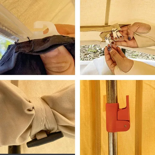Miniatura 6 de Tienda de campaña grande impermeable de 4 estaciones de lona de algodón Glamping Yurt con agujero de gato de estufa para 6-8 personas Camping Caza