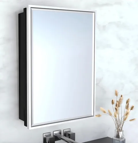 Miniatura 19 de Botiquín de baño de 16 x 20 pulgadas con espejo con marco dorado, gabinete de almacenamiento empotrado o de montaje en superficie, diseño rústico