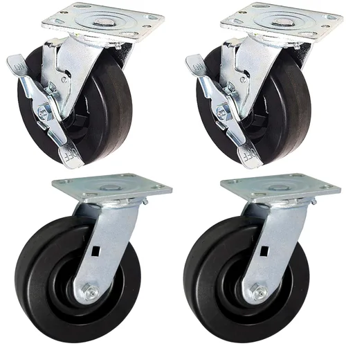 Miniatura 9 de ICON Ruedas giratorias PHN de 6 x 2 pulgadas, ruedas industriales resistentes, placa superior de 4 x 4.5 pulgadas, negro, 2 ruedas rígidas 2