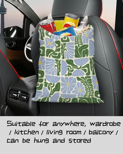 Miniatura 4 de Basurero para automóvil, bolsa de basura para colgar en el respaldo del asiento, bonita bolsa de basura de lona, papelera esencial para automóvil