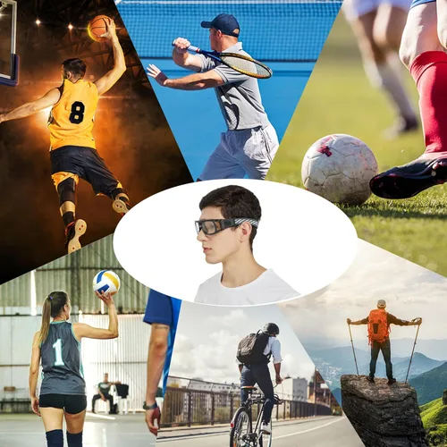 Miniatura 7 de N/A" Gafas deportivas para hombre, para raquetbol, baloncesto, fútbol, gafas protectoras, lentes de choque y colisión, reemplazables Marco negro