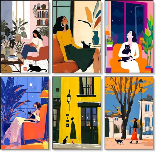 Miniatura 12 de Okarina Paquete de 6 pinturas por números para adultos principiantes, kits de pintura por números para adultos en lienzo sin marco, kits de pintura