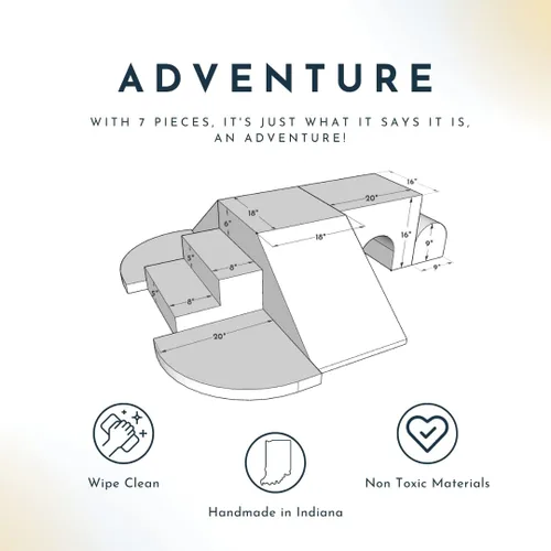 Miniatura 2 de Foamnasium Adventure - Juego de espuma para interiores, 7 piezas suaves para niños pequeños y niños, juego activo para gatear, escalar, construir