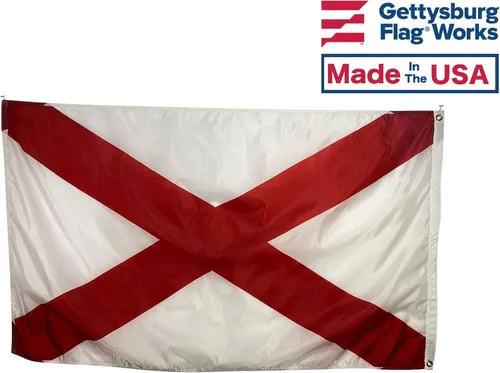 Miniatura 3 de Bandera del Estado de Alabama de 6 x 10 pies, nailon para todo tipo de clima y costuras reforzadas en el extremo de la mosca, fabricada en Estados
