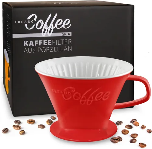 Miniatura 14 de Creano Gotero de café de porcelana, color blanco, cafetera de cono de cerámica, cafetera para bolsas de filtro, tamaño 4, preparación manual fácil
