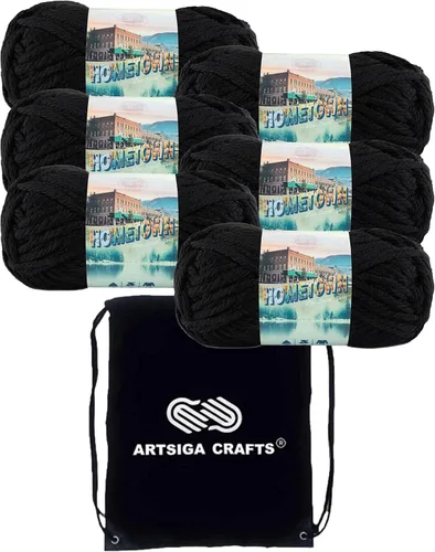 Miniatura 54 de Lion Brand Hometown New York White 135-100 (3 madejas - mismo lote de tinte) #6 S Bulky - Hila acrílica para crochet y tejer con bolsa para proyectos
