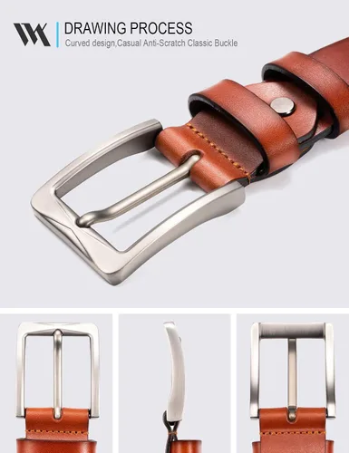 Miniatura 2 de WOLFANT Cinturón de cuero de grano completo, 100% cuero auténtico italiano