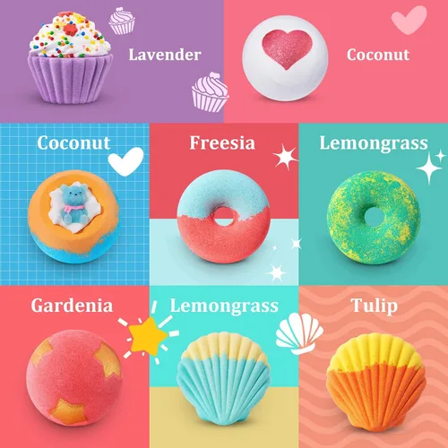 Miniatura 2 de STNTUS INNOVATIONS Bombas de baño, set de regalo de 7 bombas de baño naturales, bombas de baño de burbujas para mujeres y niños, manteca de karité