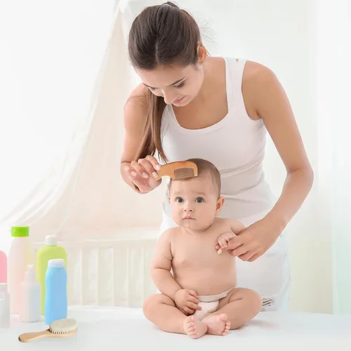Miniatura 6 de MYZI Juego de cepillos para el pelo del bebé – Juego de cepillos suaves para bebés recién nacidos, peine y cepillo de bebé niña y niño, cepillo