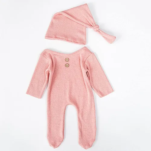 Miniatura 3 de Accesorios de fotografía para recién nacidos, trajes para niños y niñas, gorro y mameluco con pies, conjunto de disfraz para sesión de fotos Cuero