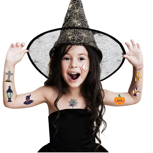 Miniatura 3 de Awinmay Tatuajes temporales de Halloween para niños, 360 piezas de tatuajes falsos de Halloween a granel para niños y niñas, premios de Halloween