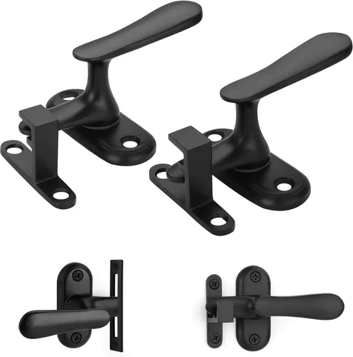 Paquete de 2 pestillos de baño abatibles de 360 grados para puerta interior, 3 métodos de bloqueo de acero inoxidable para puerta de granero, Mate