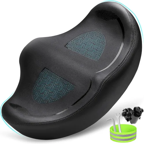 CDYWD Noseless Oversized Bike Seat for Men Women Comfort, Extra Wide Padded Bicycle Seat Cushion, Large Comfortable Bike Saddle for Peloton,