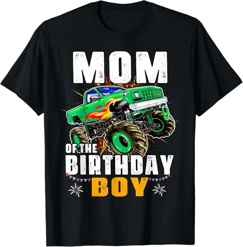 Monster Truck Family Match Party Mom of the birthday boy Camiseta, Negro, S