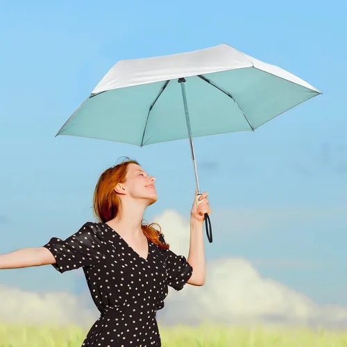 Miniatura 8 de G4Free Paraguas de viaje con protección UV UPF 50+ con mango de madera, 42 pulgadas, ligero, para sol, lluvia, plegable, cierre automático