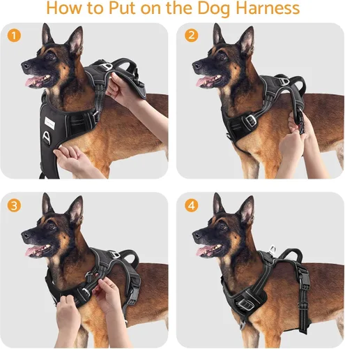 Miniatura 9 de Arnés ajustable sin tirones para perros grandes, 2 clips para correa, reflectante, sin estrangulamiento, chaleco acolchado suave con malla