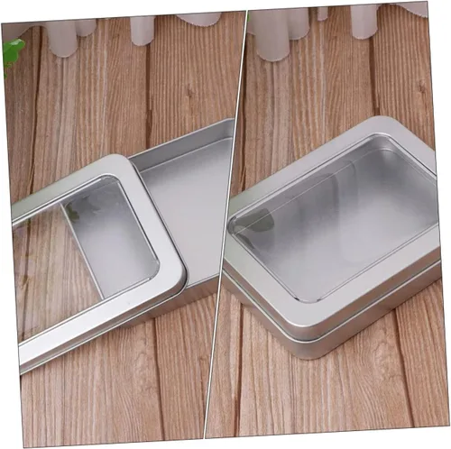 Miniatura 4 de UKCOCO Caja de almacenamiento USB, 4 unidades de caja vacía de metal para pulgar, caja de lata rectangular con tapa, tarro de almacenamiento