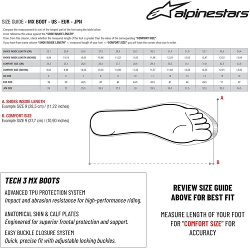 Miniatura 5 de Alpinestars Tech 3 - Botas de motocross para adulto, Negro/Blanco