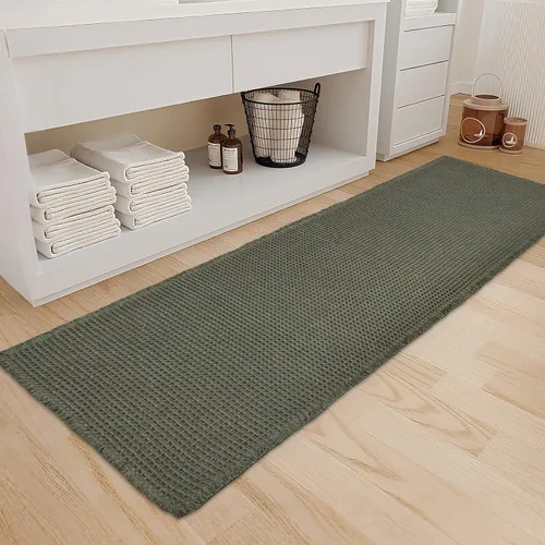 Miniatura 31 de ZALL - Tapete de baño de punto gofre beige, súper absorbente, antideslizante, color crema, 18 x 30 pulgadas, lavable a máquina, ultra suave