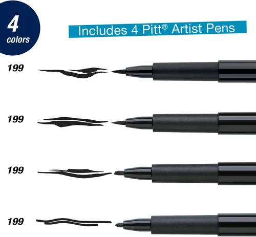 Miniatura 2 de Faber-Castell Black Modern Lettering Pitt Artist - Juego de 4 bolígrafos