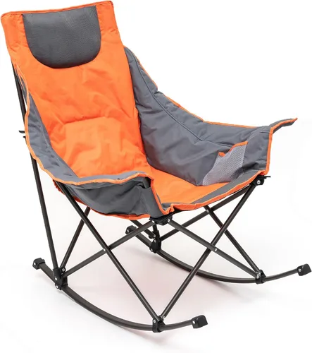 Miniatura 20 de SUNNYFEEL Silla Mecedora de Camping de Gran Tamaño, Silla de Patio Totalmente Acolchada con Bolsillo Lateral, Sillón Reclinable Portátil de Respaldo