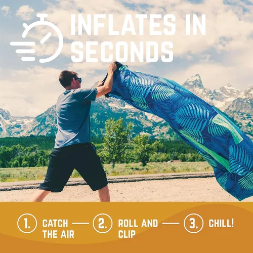 Miniatura 4 de Chillbo Inflatable Couch – Unique Designs - No-Pump Setup, Ripstop Polyester, Stability Pegs, Fun Prints - Portable Air Inflatable Lounger for Hoja