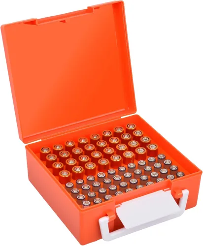Miniatura 9 de FULLCASE Organizador de almacenamiento de baterías con soporte para 72 pilas AA AAA, cajas contenedor para garaje, organizador para cajones del Negro