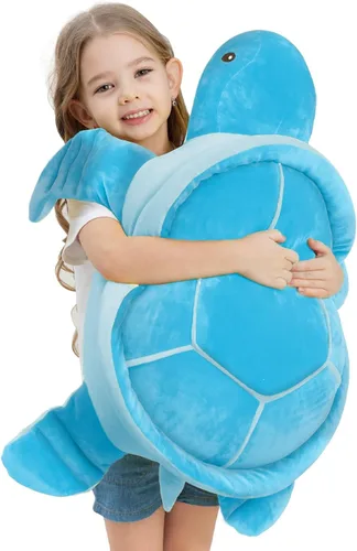 Dalmao - Animales de peluche de tortuga marina de 28'' gigantes y suaves, gran almohada de tortuga azul oceánica de peluche, peluches de regalo para