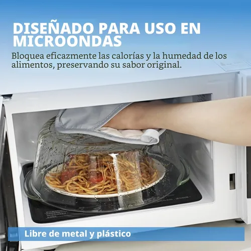 Miniatura 3 de Tapa alta de vidrio para microondas contra salpicaduras para alimentos con orificio de ventilación 100% segura para alimentos, tapa protectora