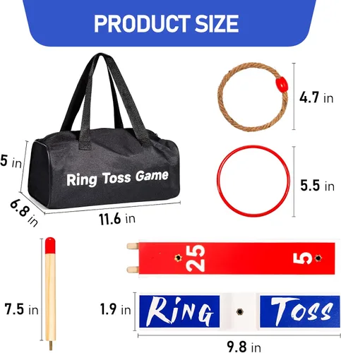 Miniatura 4 de Juegos de juguetes para interiores y exteriores, juego de lanzamiento de anillos de madera grandes mejorados para niños, juegos de césped al aire