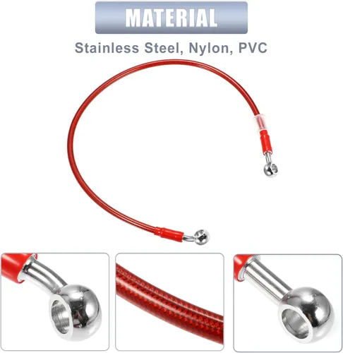 Miniatura 6 de X AUTOHAUX 25.6 in 25.59" Longitud 0.394 in ID motocicleta hidráulico freno manguera tubo tubo 28° 0° acero inoxidable trenzado cable para ATV