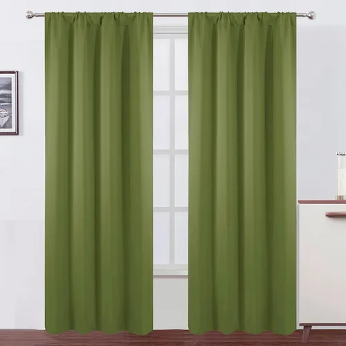 Miniatura 19 de LEMOMO Cortinas opacas negras para cocina, 42 x 45 pulgadas, juego de 2 paneles de cortinas opacas con bolsillo para cortinero para ventana pequeña