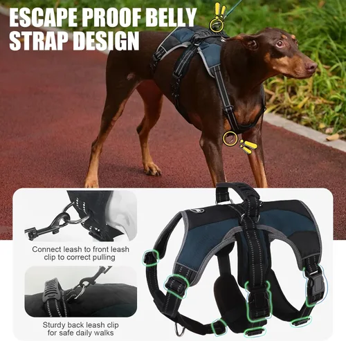 Miniatura 4 de Mihachi Arnés para perros pequeños, chaleco de servicio sin tirones a prueba de escapes, con tiras reflectantes y asa de control, ajustable