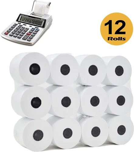 BuyRegisterRolls (12 rollos) 2 1/4 x 150 pies Máquina de adición blanca Rollos de papel de cinta de papel premium de una capa para registro/máquina